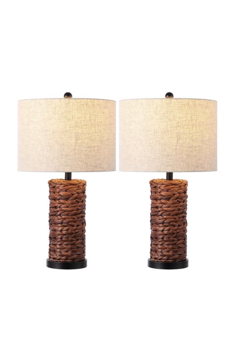 Elicia 25" 1-Light Coastal Water Hyacinth LED Table Lamp (Set of 2)