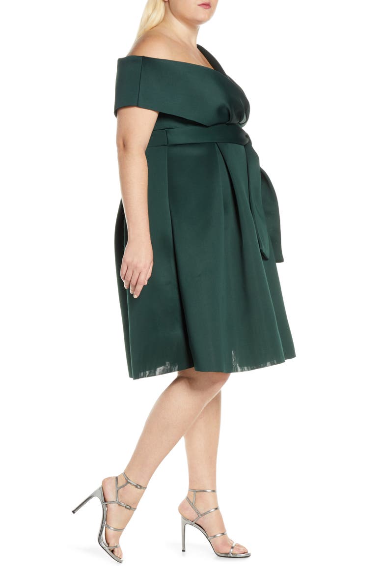 Curve Edel One-Shoulder Cocktail Dress, Alternate, color, TEAL