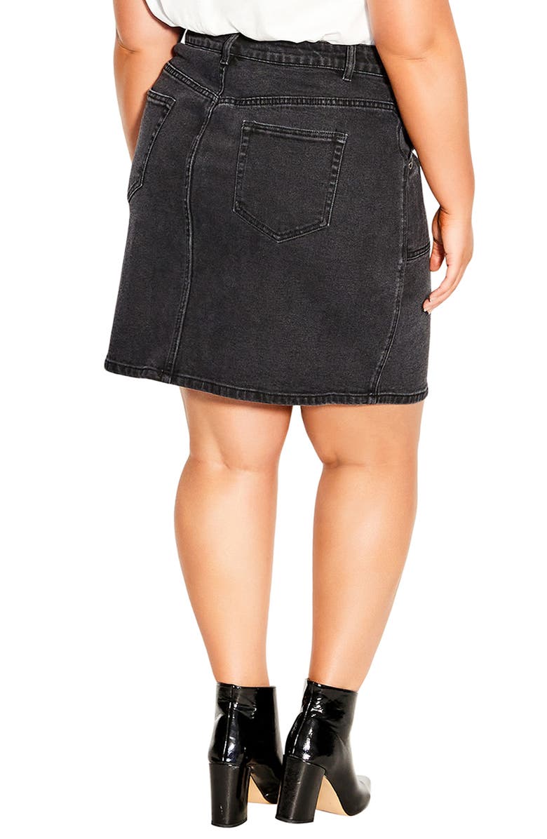 City Chic High Waist Denim Skirt, Alternate, color, 