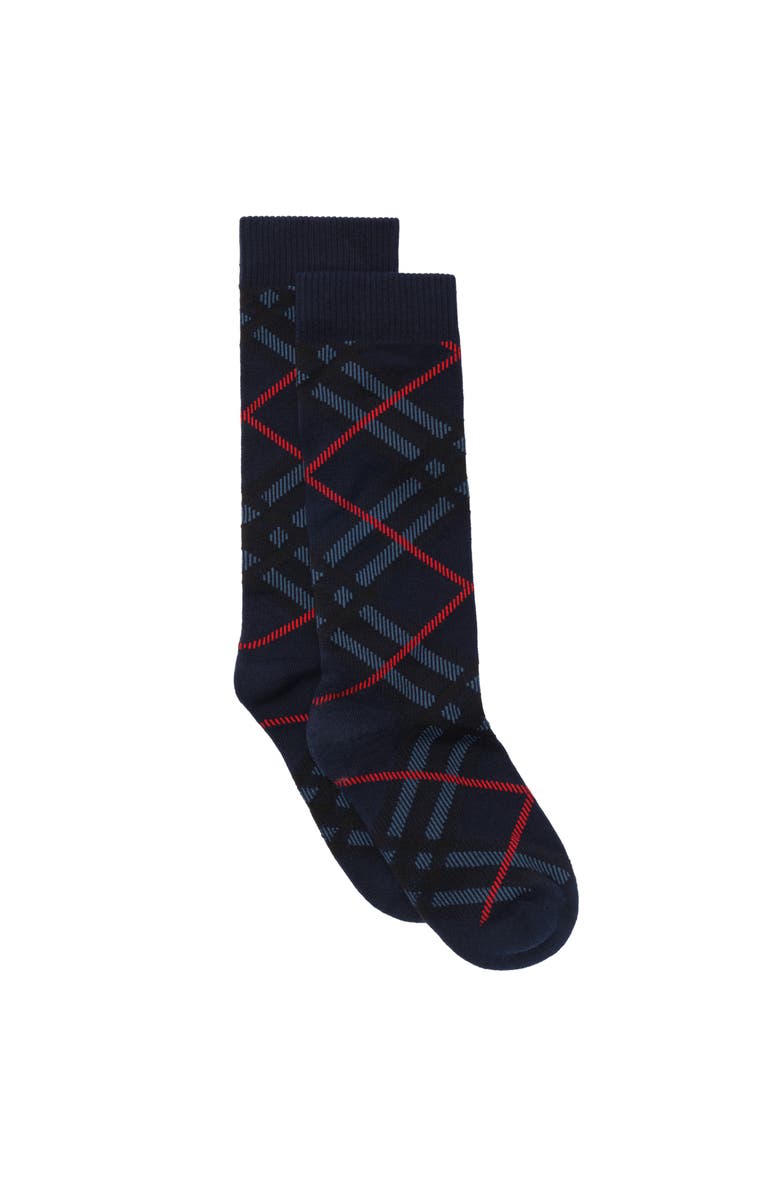 Burberry Check Cotton Blend Socks, Main, color, Bugle Blue