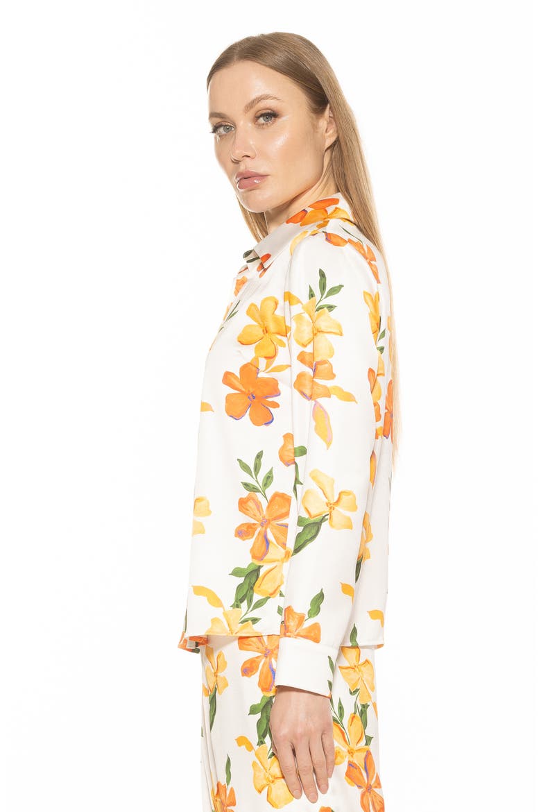 Ginger Floral Button-Up Shirt, Alternate, color, ORANGE FLORAL
