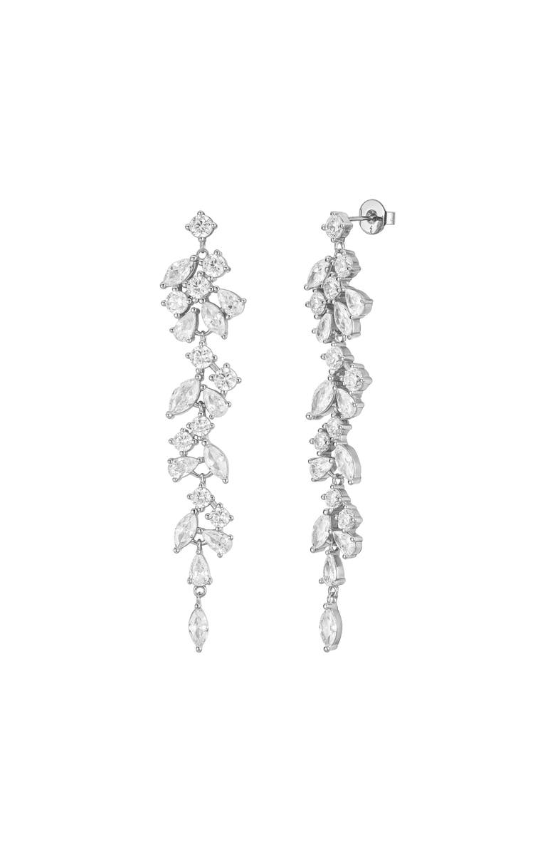 Untamed Petals Trixie Crystal Drop Earrings, Main, color, Silver