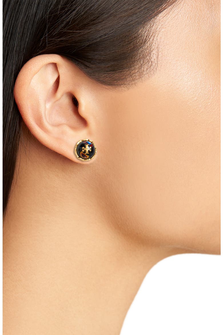 Roxanne Stud Earrings, Alternate, color, ROLLED BRASS/TORY NAV/MULTI
