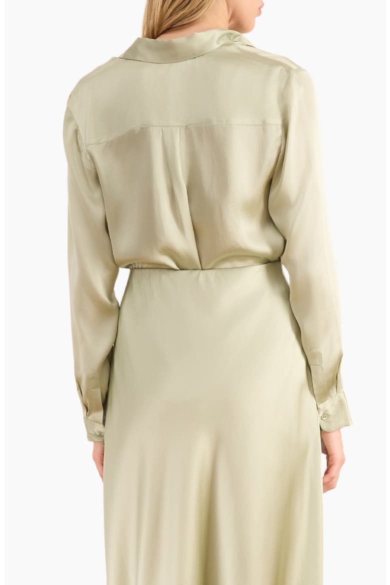 Crosby Silk Charmeuse Button-Up Shirt, Alternate, color, SEA GLASS