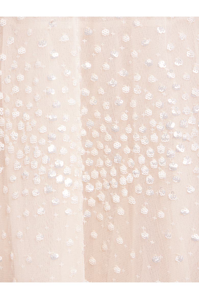Scallop Sequin Cape Ankle Gown, Alternate, color, Cream
