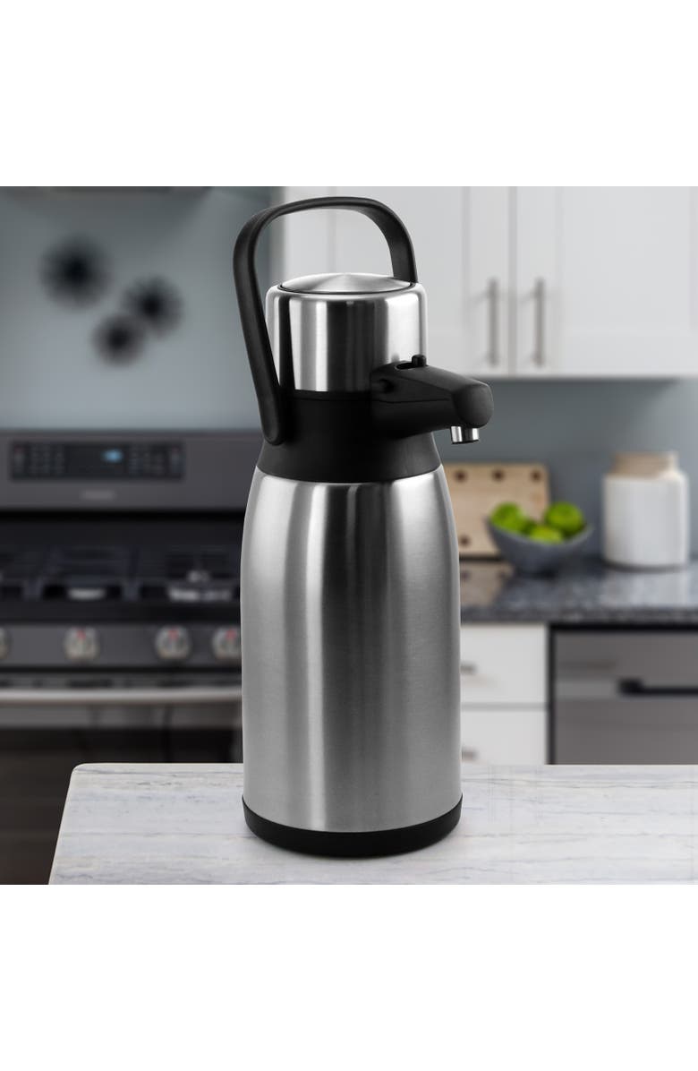 Megachef 3.17 Quart Stainless Steel Airpot Hot Water Dispenser for Coffee and Tea, Alternate, color, Silver