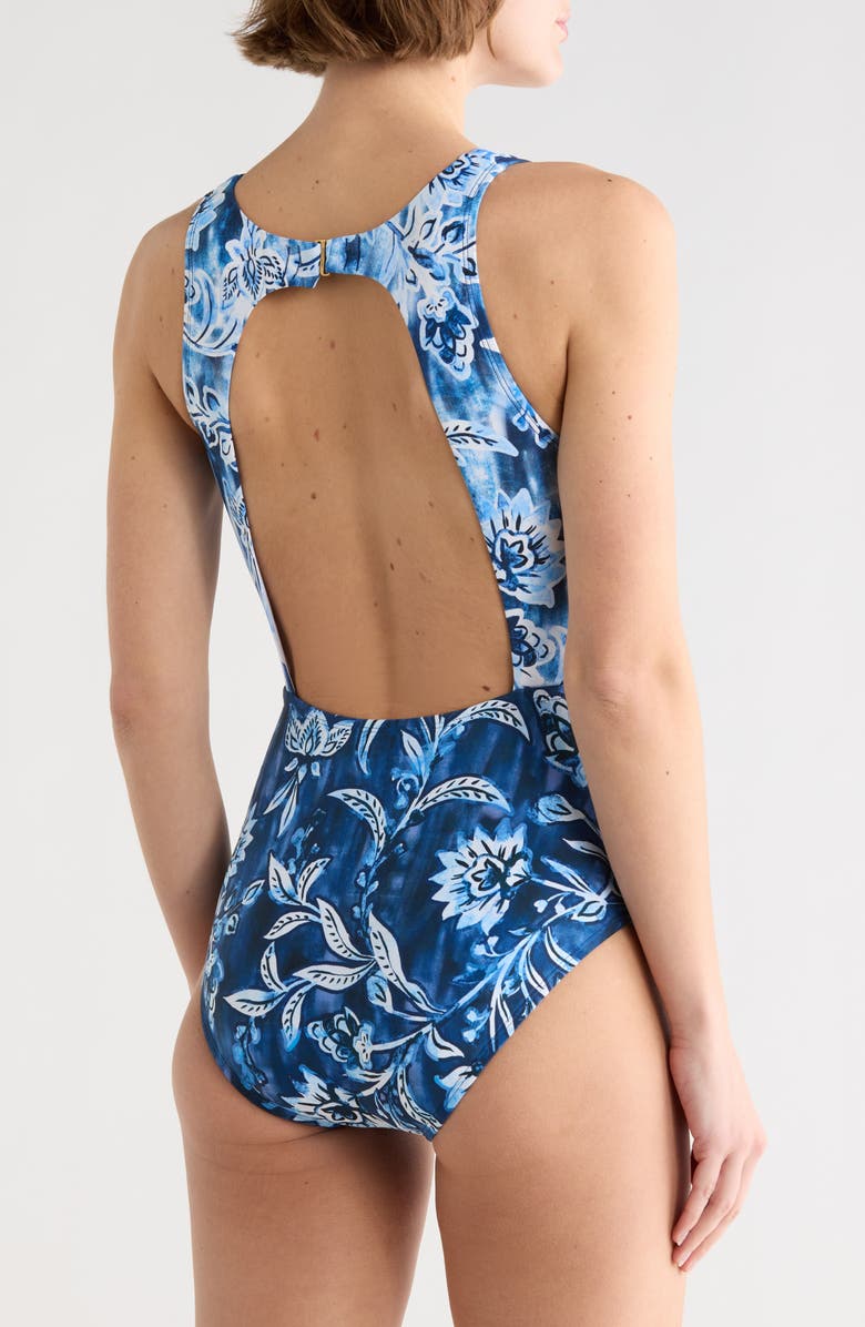 JANTZEN Farrah High Neck One-Piece Swimsuit, Alternate, color, Pantheon Blue