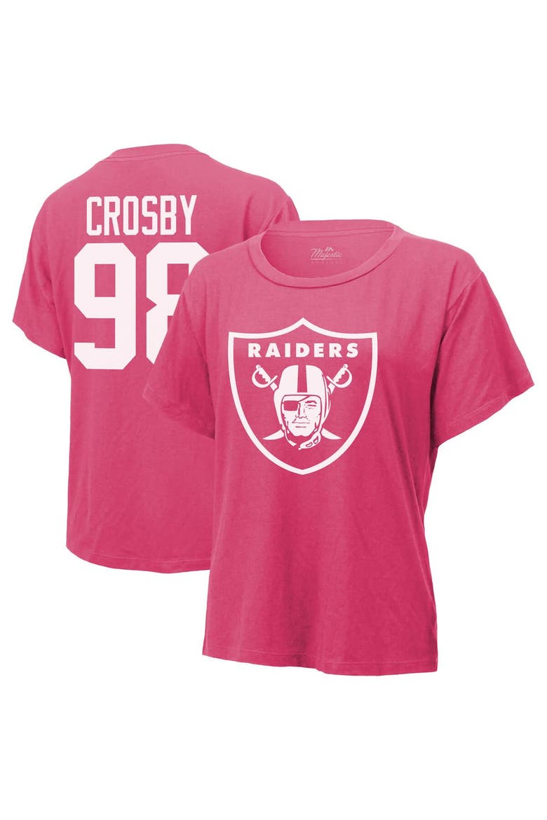 Women's Majestic Threads Maxx Crosby Pink Las Vegas Raiders Name & Number T-Shirt, Alternate, color, Pink