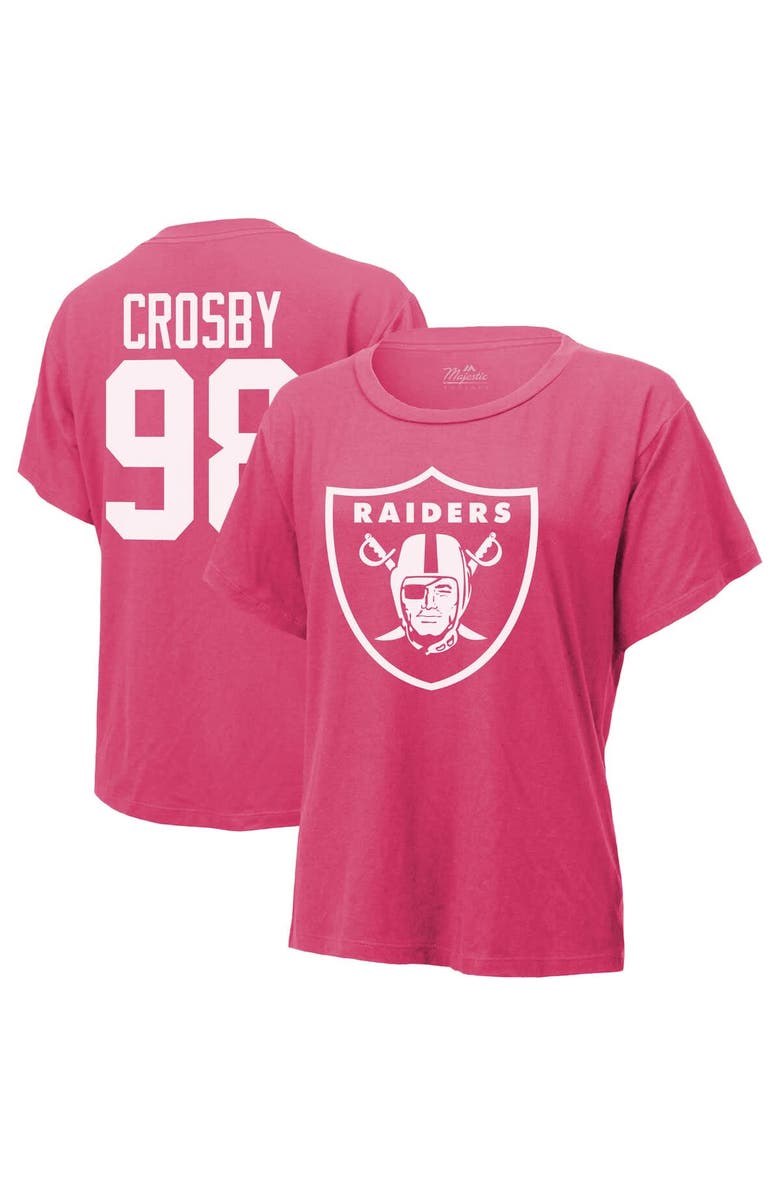 Majestic Threads Women's Majestic Threads Maxx Crosby Pink Las Vegas Raiders Name & Number T-Shirt, Alternate, color, Pink