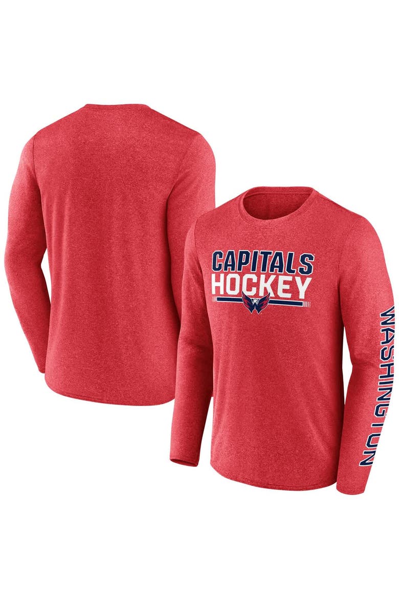 Men's Fanatics Heather Red Washington Capitals Sweep Iconic Synthetic Long Sleeve T-Shirt, Alternate, color, Heather Red