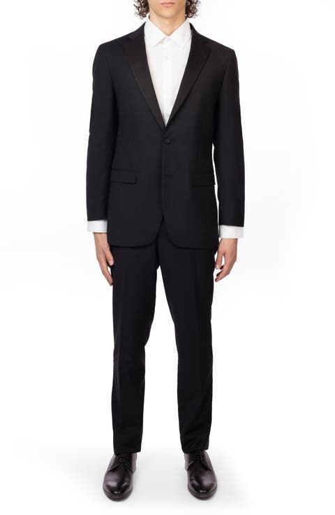 Black Slim Fit Mélange Tuxedo