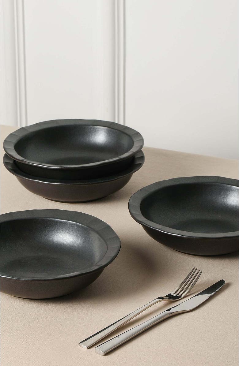 Stone Lain Oasis Stoneware 4-Piece Pasta Bowl Set, Alternate, color, Black