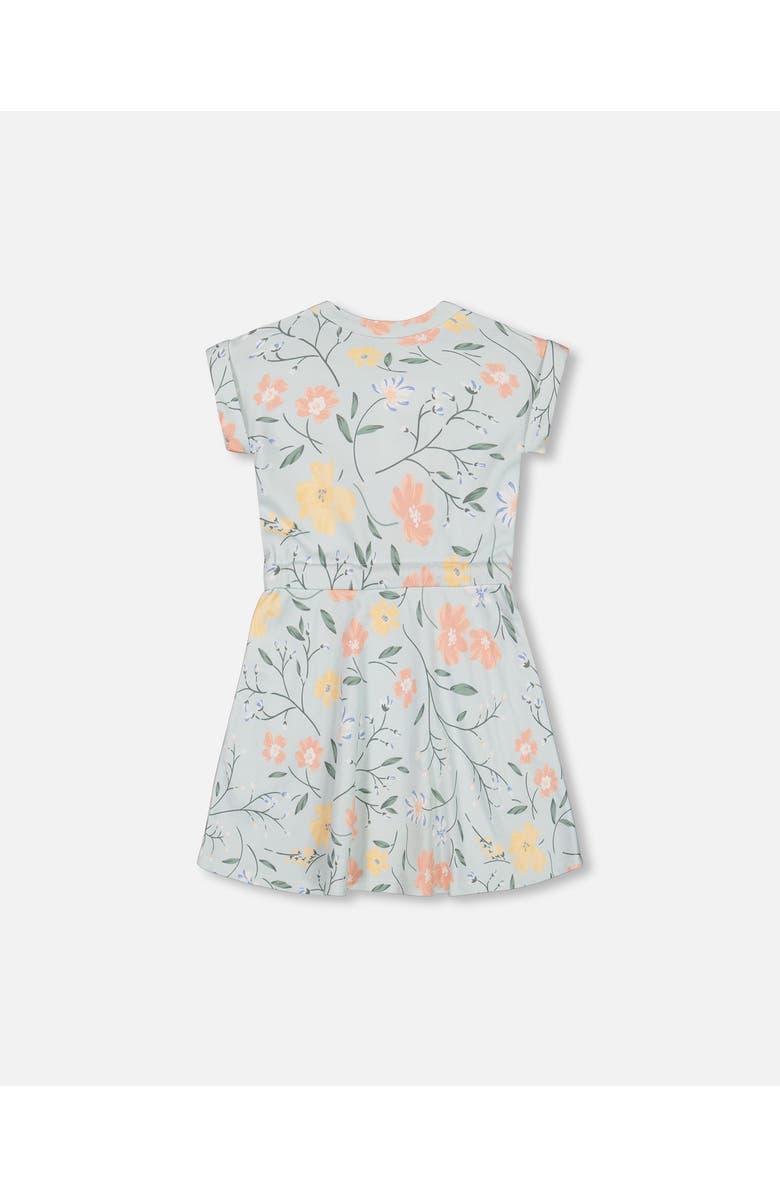 Deux par Deux Girl's French Terry Dress Baby Blue With Printed Romantic Flower, Alternate, color, 
