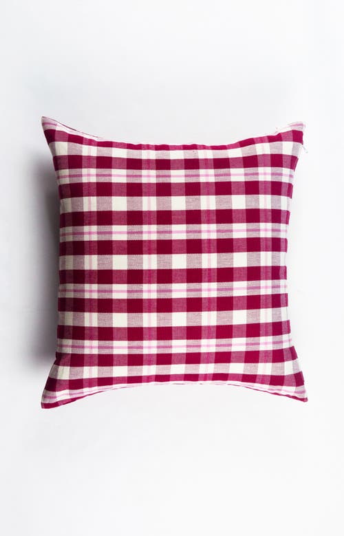 Archive New York Handwoven Abigail Cranberry Cotton Throw Pillow In Pink
