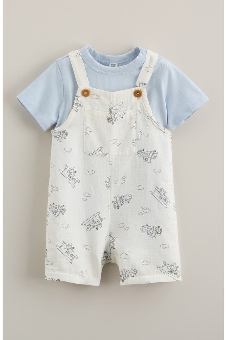 Cotton Bodysuit & Shortalls Set, Alternate, color, BLUE SKYWAY FLYER BEARS