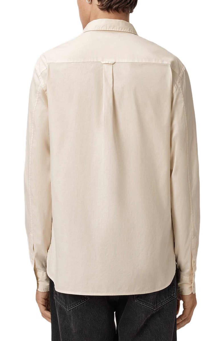 AllSaints Hawthorne Solid Stretch Cotton Button-Up Shirt, Alternate, color, Soap White