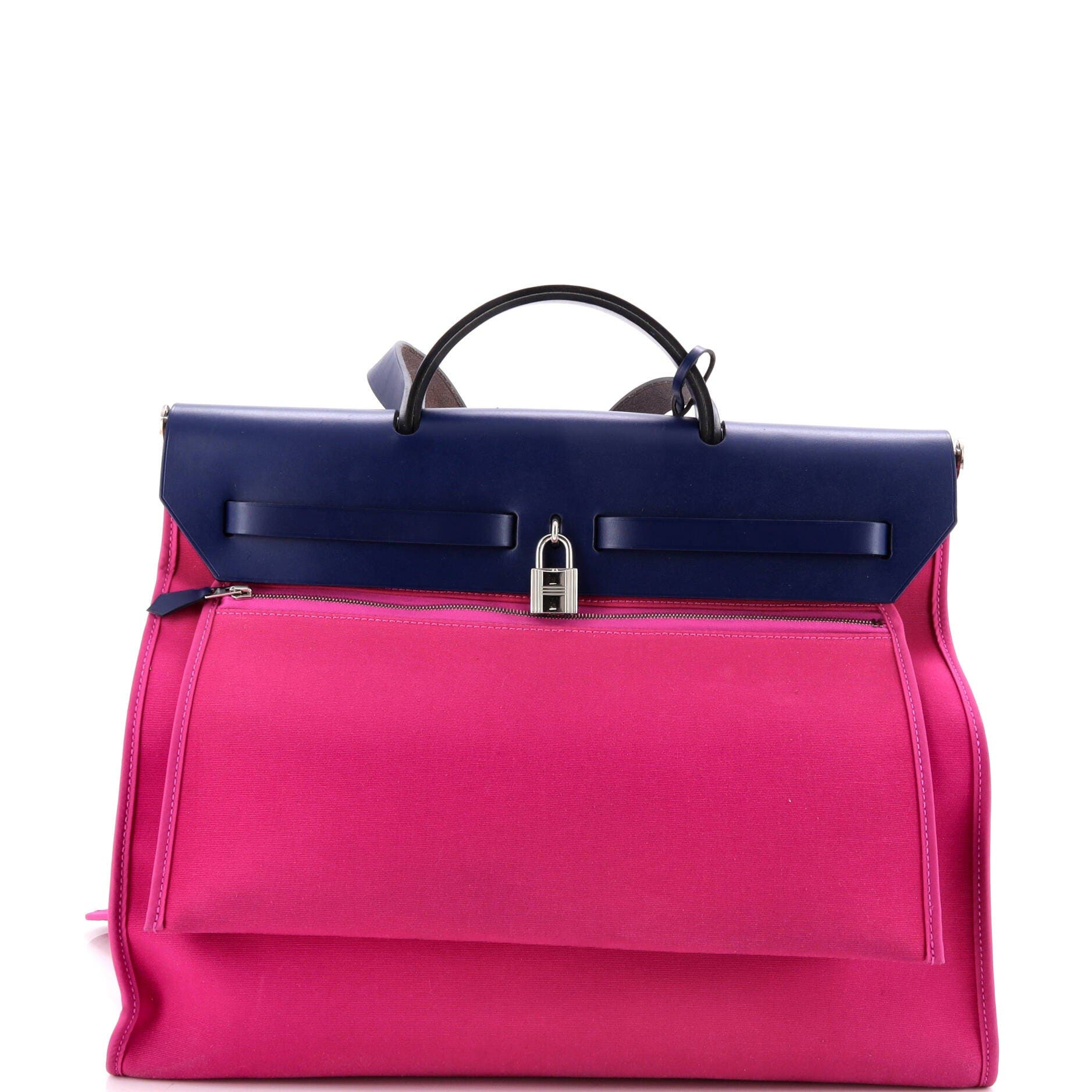 Pre-Owned Hermes Herbag Zip Leather and Toile 39, Alternate, color, Rose Pourpre