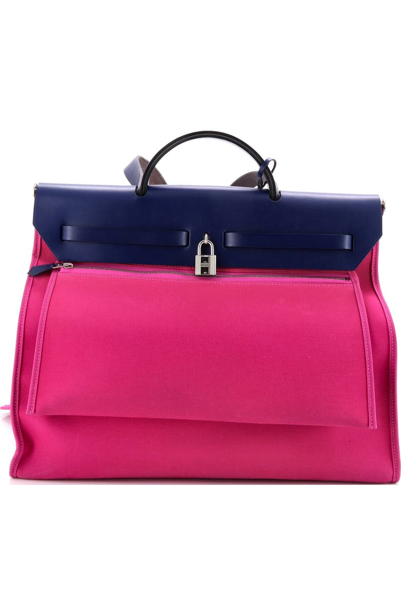 Pre-Owned Hermes Herbag Zip Leather and Toile 39, Alternate, color, Rose Pourpre