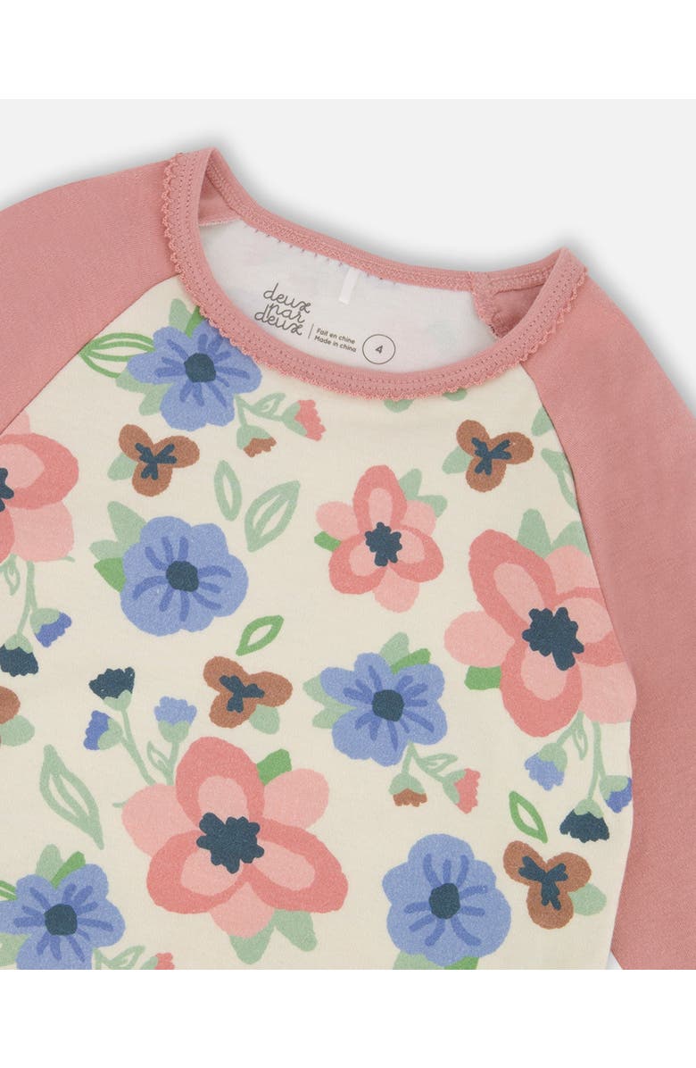 Deux par Deux Organic Cotton Two-Piece Pajamas, Alternate, color, Off-White Flower Print