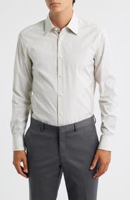 BOSS Hays Slim Fit Pinstripe Cotton Dress Shirt