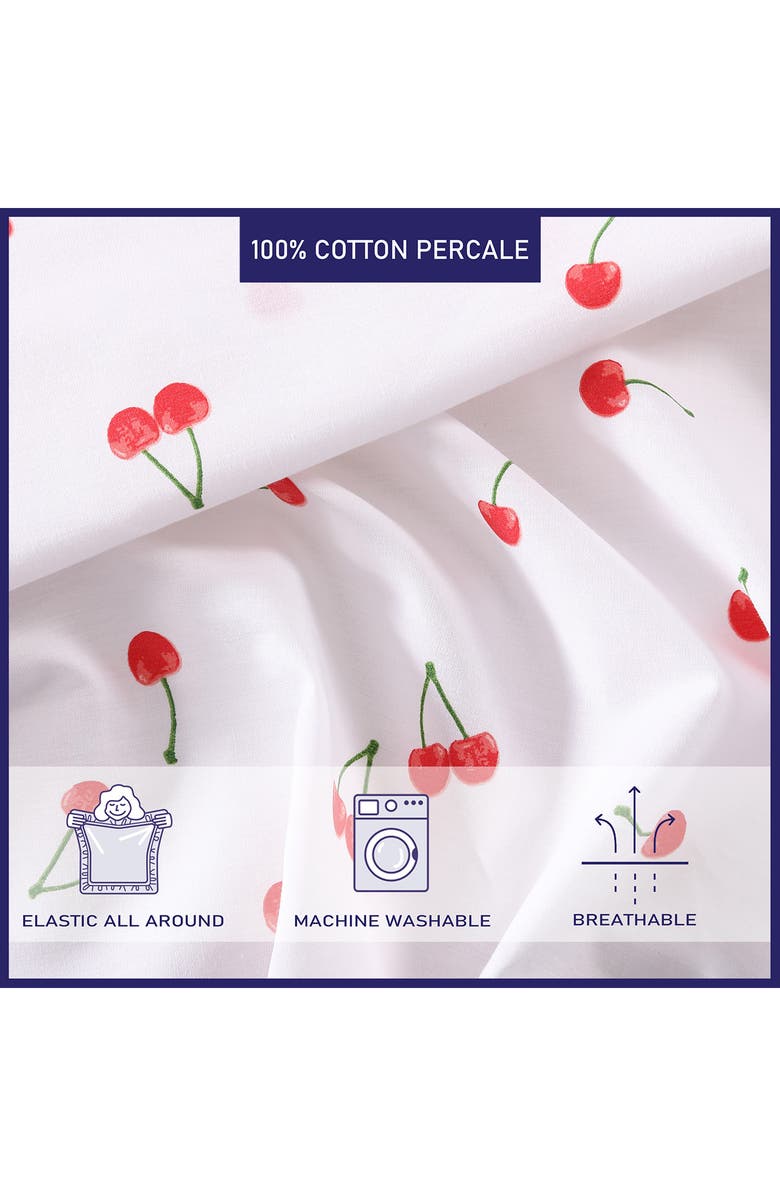 POPPY AND FRITZ Cherry Print 200 Thread Count Cotton Percale Sheet Set, Alternate, color, Red