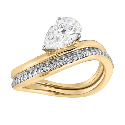 Selena Silk Wave 2.00 Ct Pear Lab Grown Diamond Engagement Ring