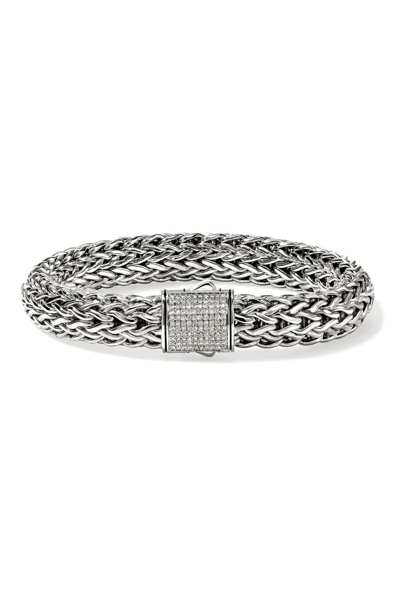 Icon Bracelet, Sterling Silver, Pavé Diamond, Main, color, SILVER