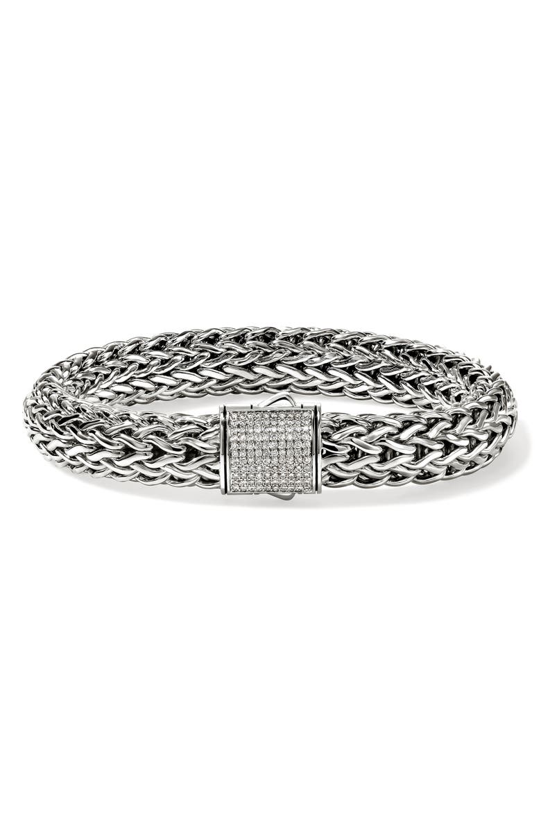 John Hardy Icon Bracelet, Sterling Silver, Pavé Diamond, Main, color, Silver