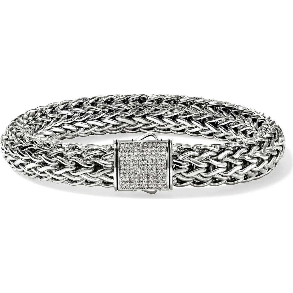 John Hardy Icon Bracelet, Sterling Silver, Pavé, 10.5mm In Metallic