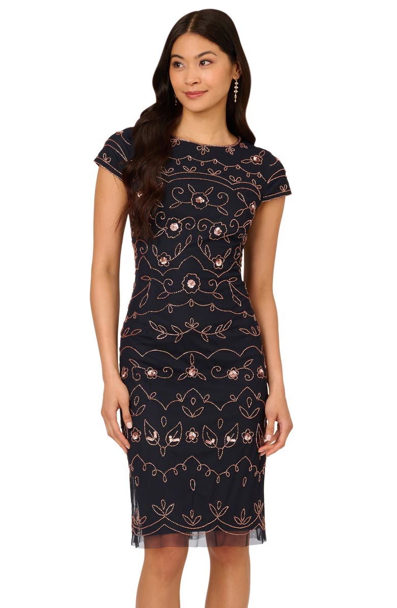 Adrianna Papell Beaded Sheath Cocktail Dress, Alternate, color,