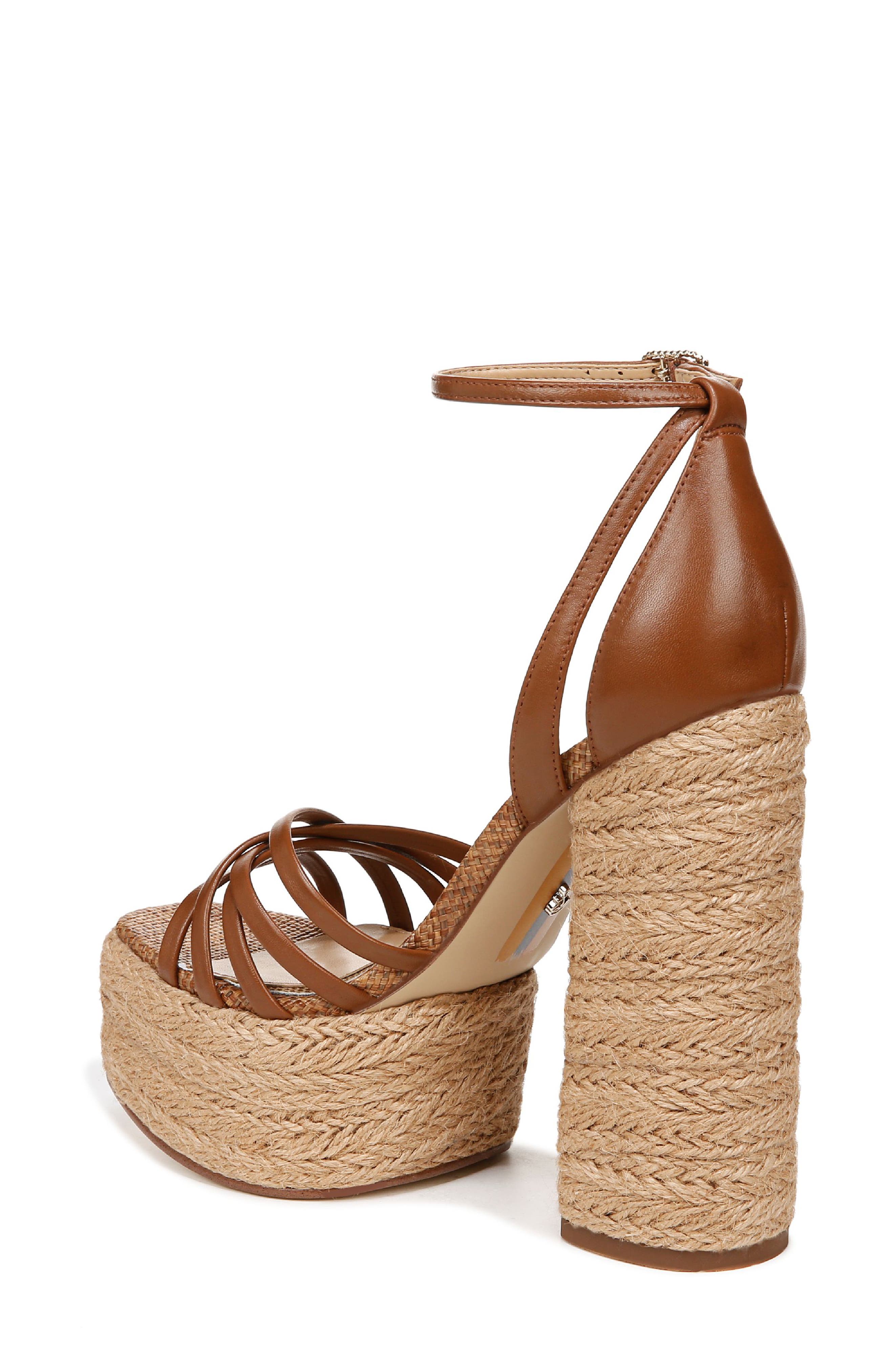 Sam Edelman Kade Ankle Strap Espadrille Platform Sandal, Alternate, color, Rich Cognac
