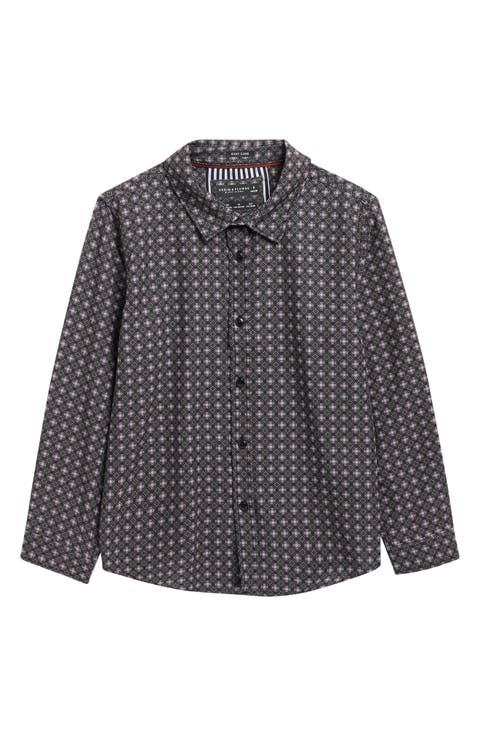 Kids' Geometric Floral Long Sleeve Button-Up Shirt (Big Kid)