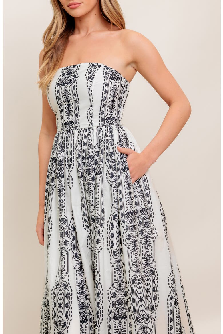 Strapless Midi Dress, Alternate, color, WHITE