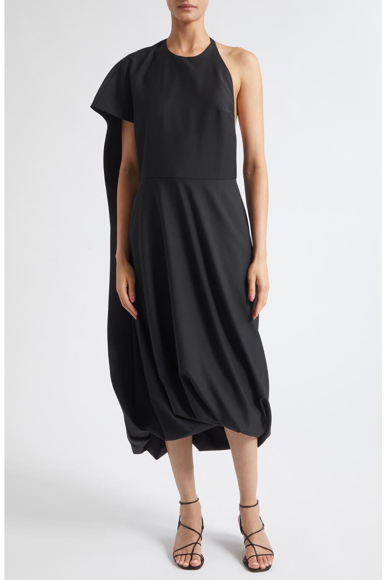 Twisted Cape Dress, Main, color, BLACK