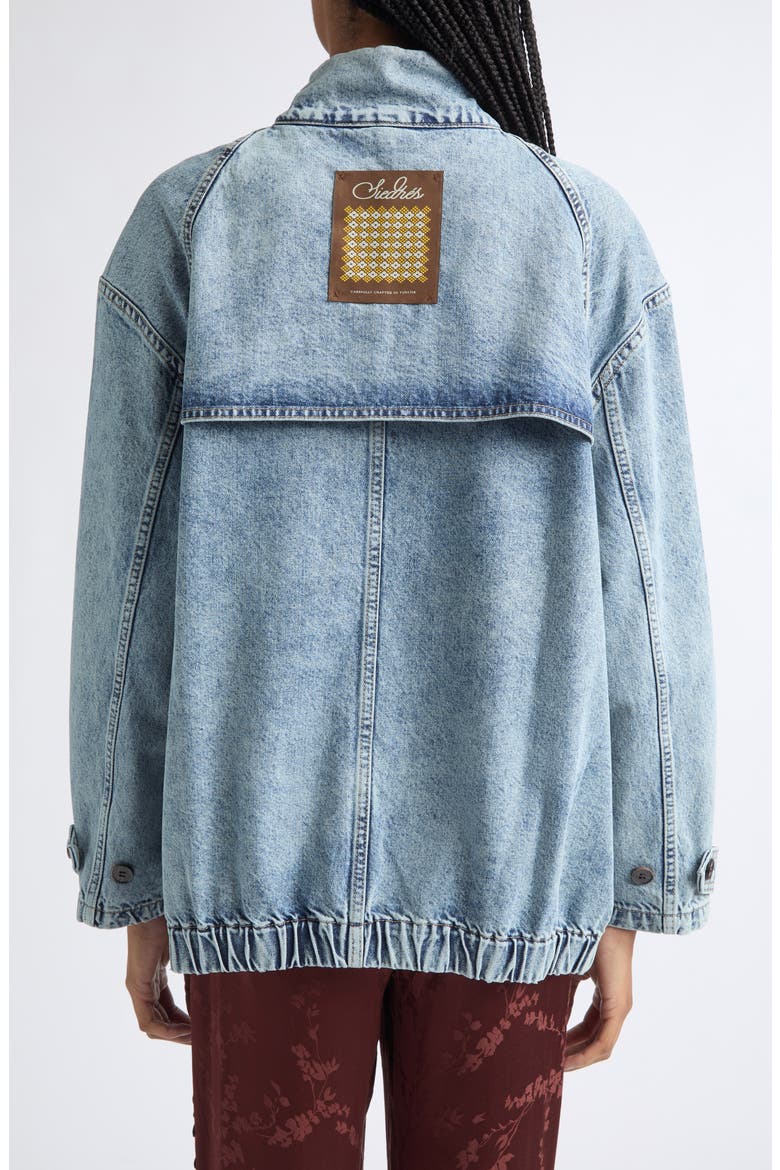 Polca Oversize Cotton Denim Jacket, Alternate, color, BLUE