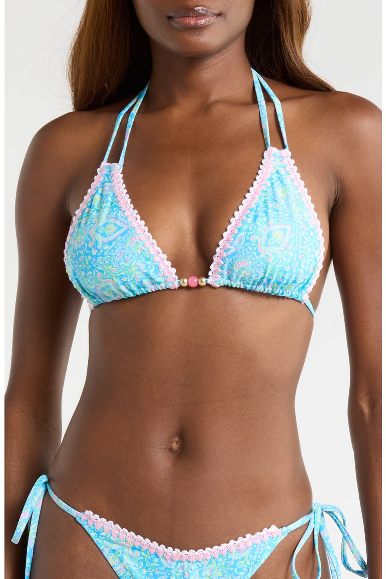 Embroidered & Crochet Trim Bikini Top, Main, color, STARGAZE