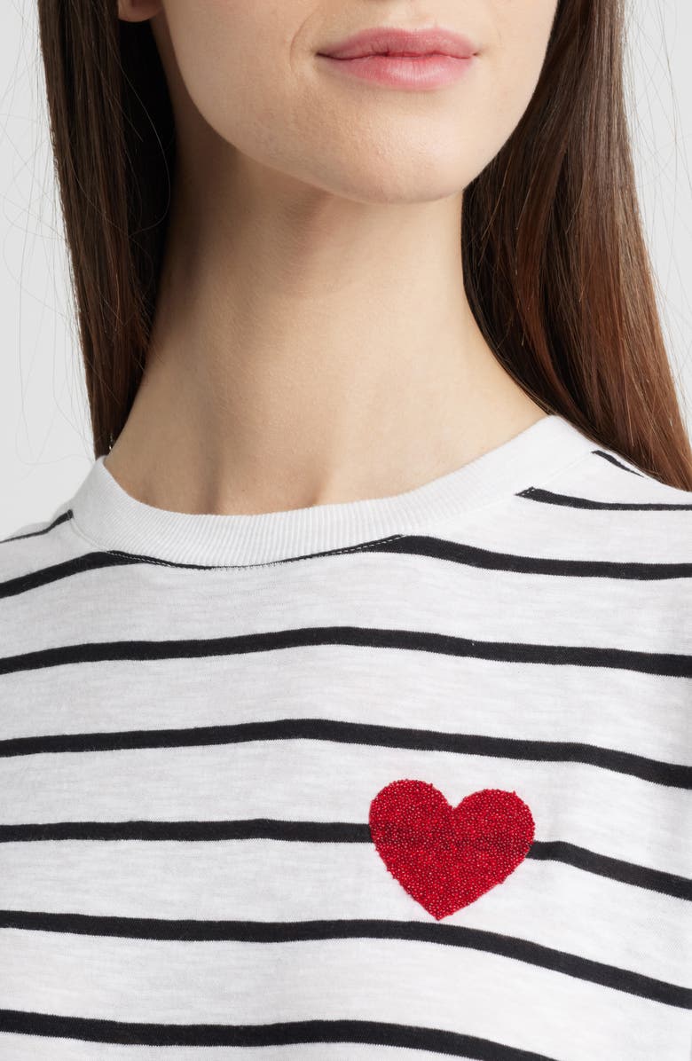 Caslon<sup>®</sup> Stripe Heart Embellished Cotton T-Shirt, Alternate, color, 