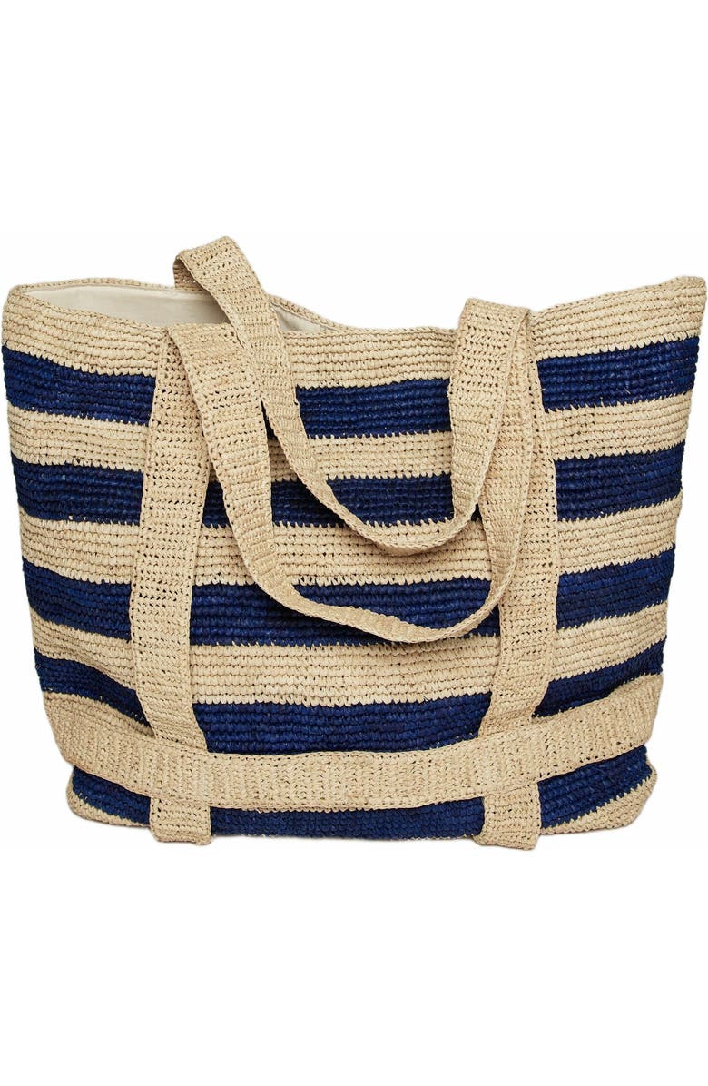 Hat Attack The Original Straw Traveler Bag, Alternate, color, Natural/Navy Stripe