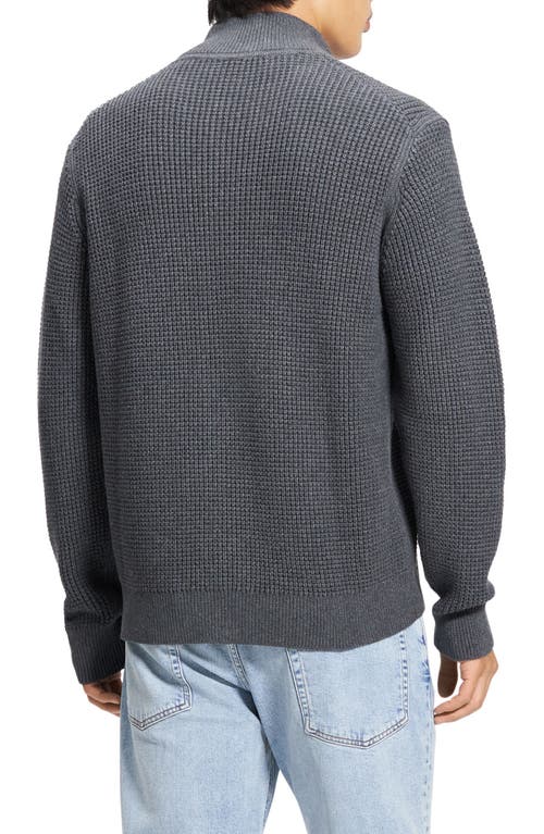 Theory Gary Front Zip Cardigan In Dark Grey Melange/white