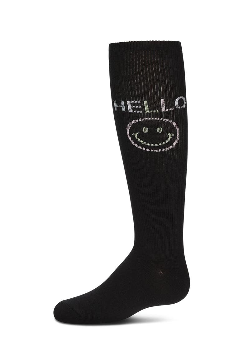 HELLO-Theme Knee High Sock, Main, color, Black