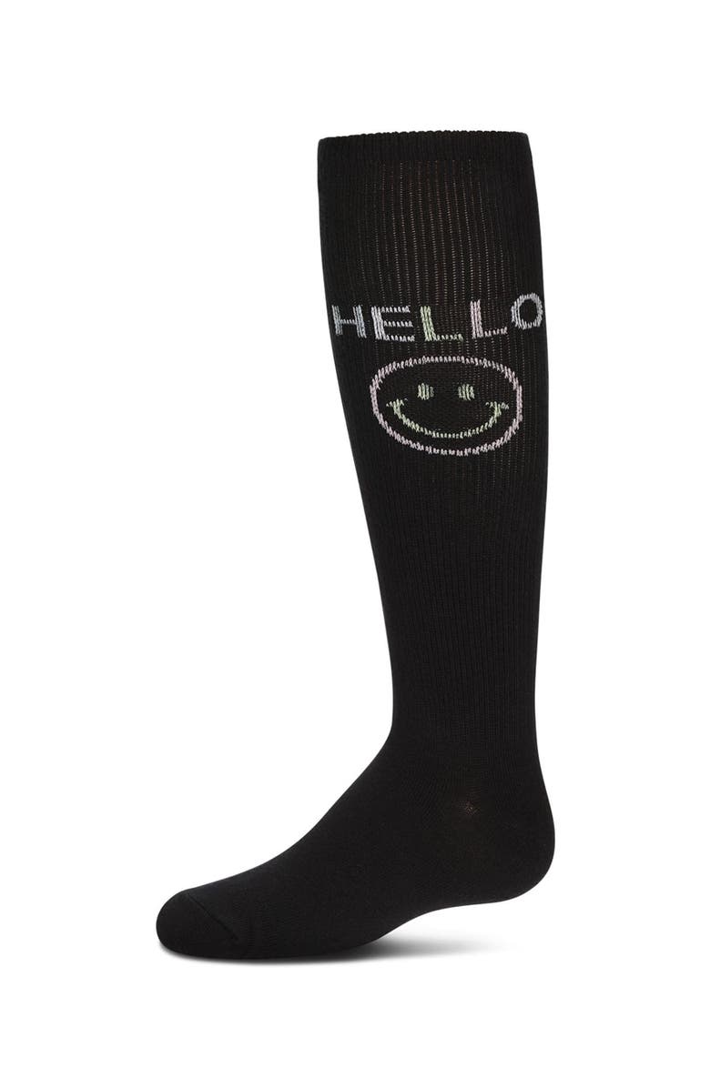 MeMoi HELLO-Theme Knee High Sock, Main, color, Black