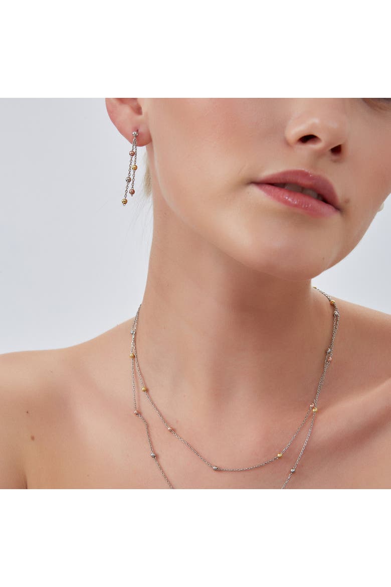 Dorissa Multicolour Sterling Silver Beaded Double Necklace, Alternate, color, Gold