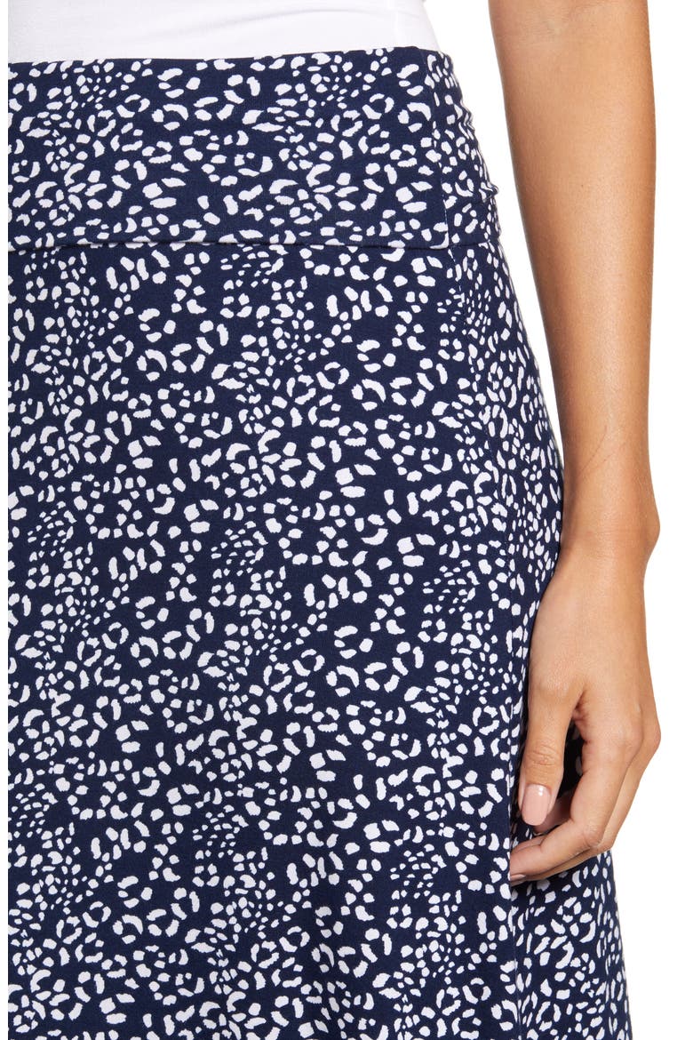 Roll Top Print Maxi Skirt, Alternate, color, NAVY/ IVORY
