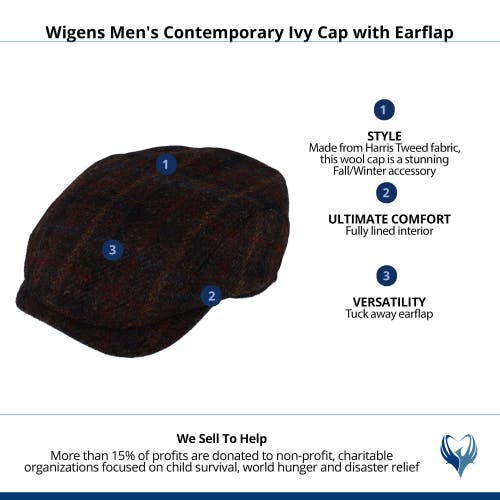 Wigens Contemporary Ivy Cap With Earflap In Burgundy