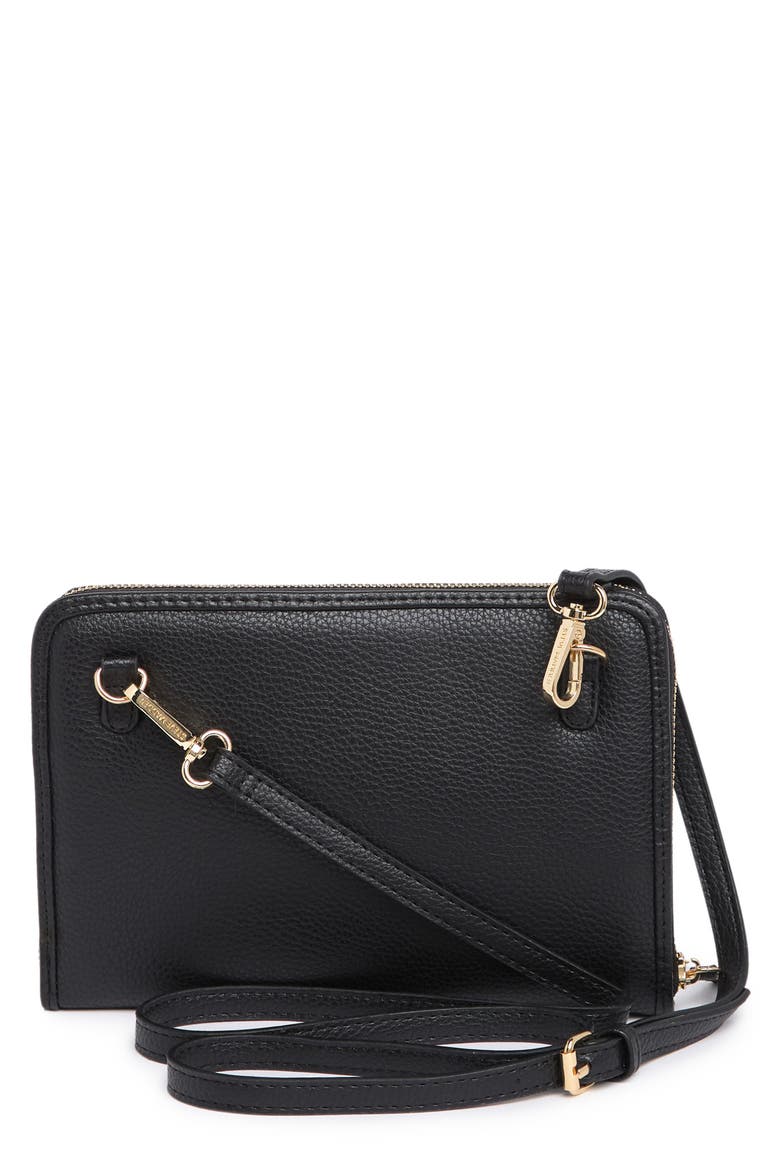 B Penn Wallet On Strap Crossbody, Alternate, color, BLACK