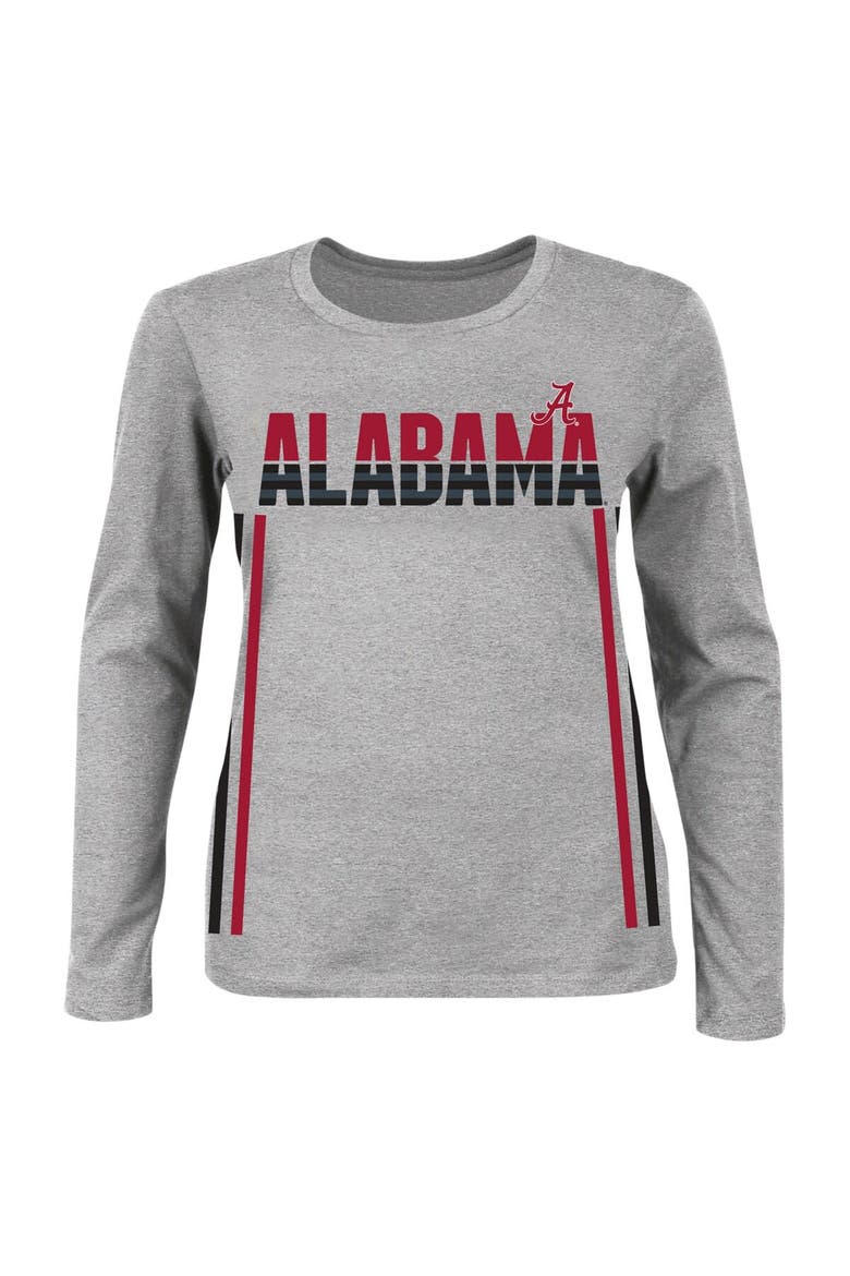 Women's Profile Heather Gray Alabama Crimson Tide Plus Size Side Stripe Fleece Pullover Sweatshirt, Alternate, color, Heather Gray