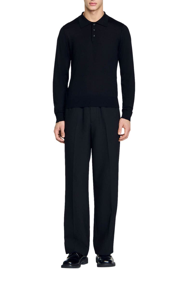 SANDRO Fine knit polo shirt, Alternate, color, 