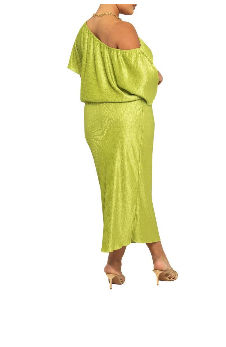 FASHION-SZN CURVE Off The Shoulder Chevron Midaxi Dress, Alternate, color, Green