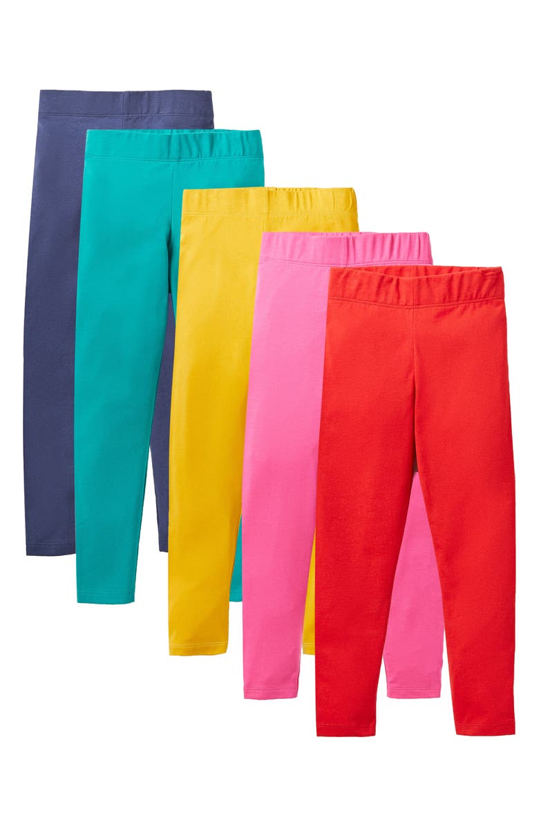 Mini Boden Assorted 5-Pack Solid Leggings, Main, color, 