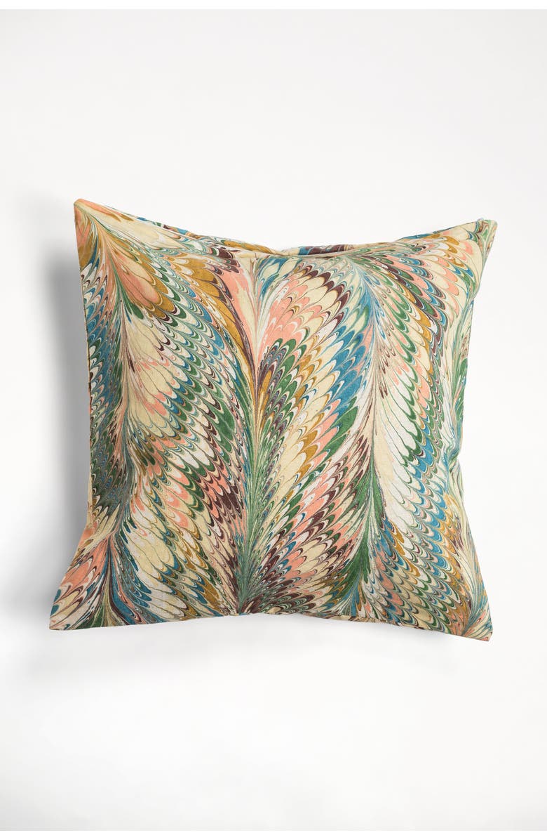 Inner Child Flatiron Feathers Hand-Marbled Square Pillow - Cover + Insert, Alternate, color, Flatiron